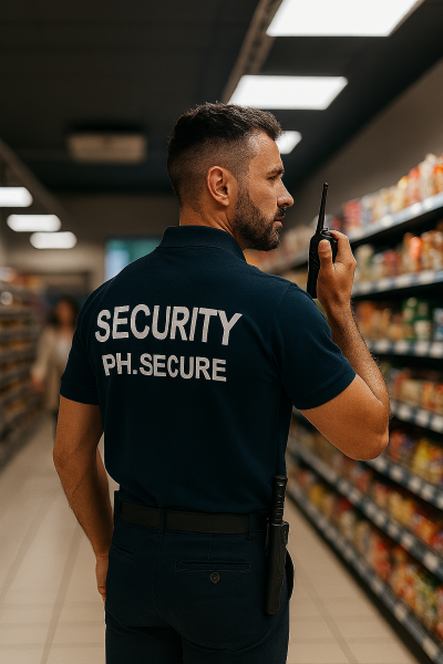 Réduisez la démarque inconnue dans vos commerces avec des agents de sécurité PH Secure qualifiés et disponibles 24h/24